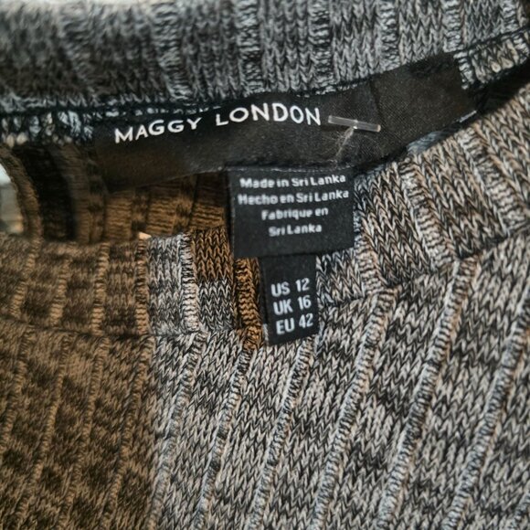 NWT Maggy London Womens Gray Textured Long Sleeve Tiered Dress Size 12 - Picture 2 of 10